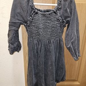 GAP Charcoal Kids Dress with Smocked Bodice